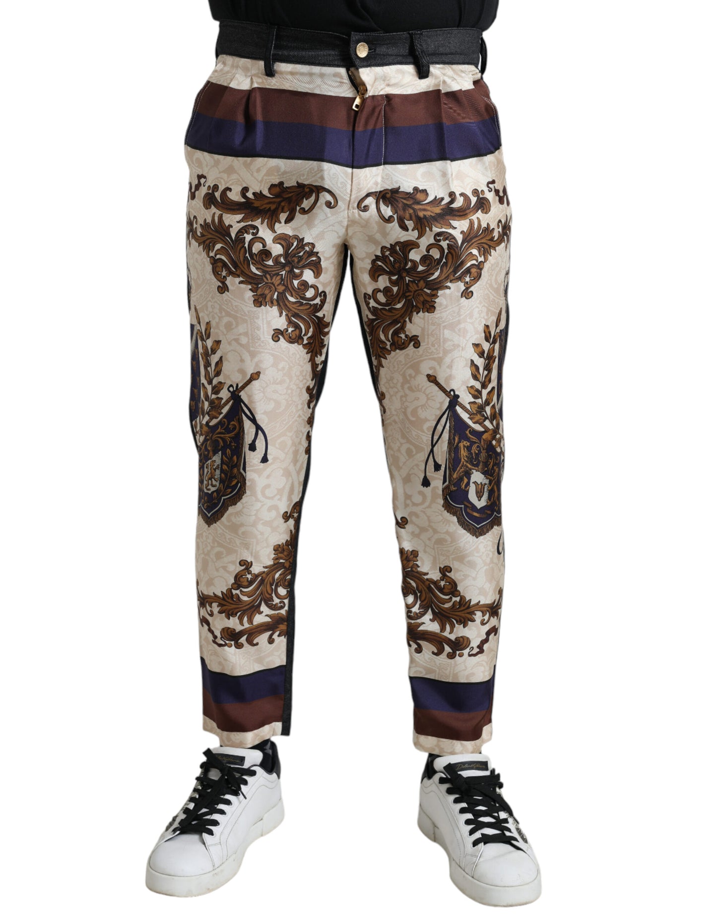 Dolce & Gabbana Multicolor Heraldic Skinny Men Pants by Dolce & Gabbana