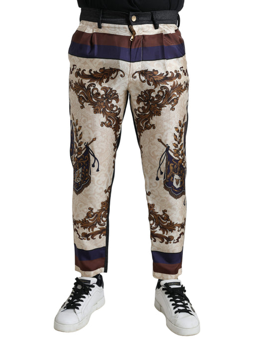 Dolce & Gabbana Multicolor Heraldic Skinny Men Pants by Dolce & Gabbana