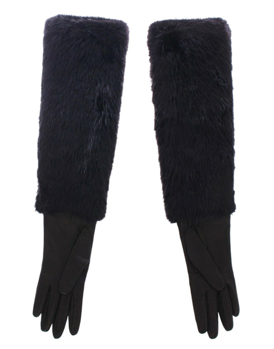 Gants élégants en cuir Dolce &amp; Gabbana jusqu'aux coudes