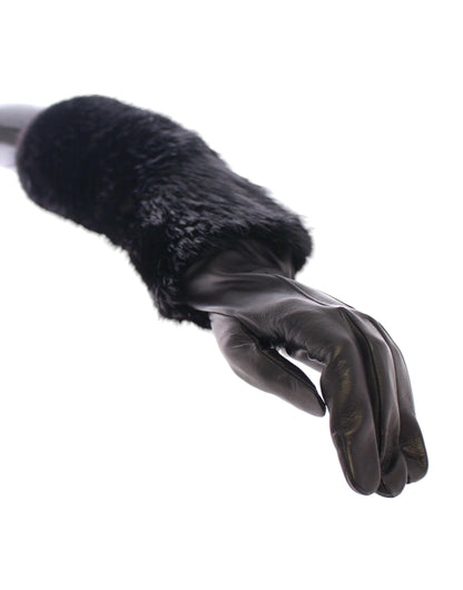 Gants élégants en cuir Dolce &amp; Gabbana jusqu'aux coudes