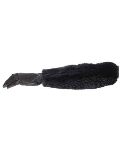 Gants élégants en cuir Dolce &amp; Gabbana jusqu'aux coudes