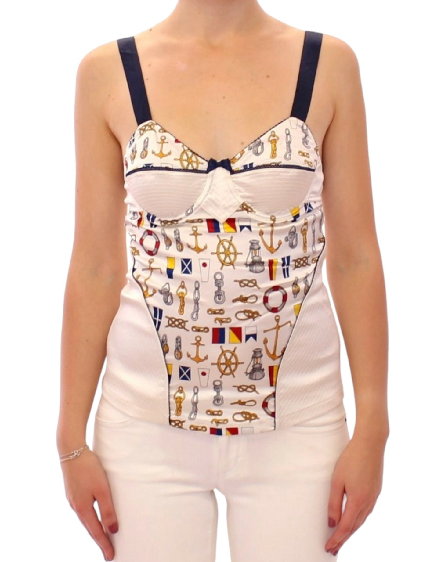 Débardeur extensible blanc à motif marin Dolce &amp; Gabbana