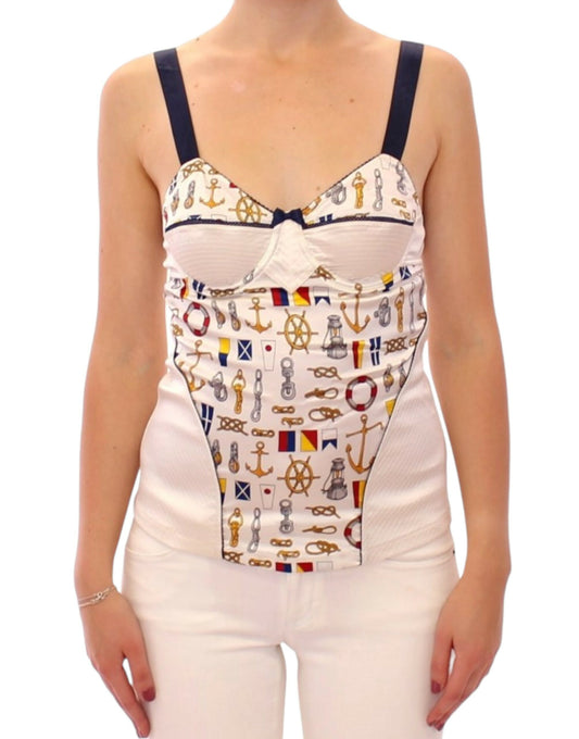 Débardeur extensible blanc à motif marin Dolce &amp; Gabbana