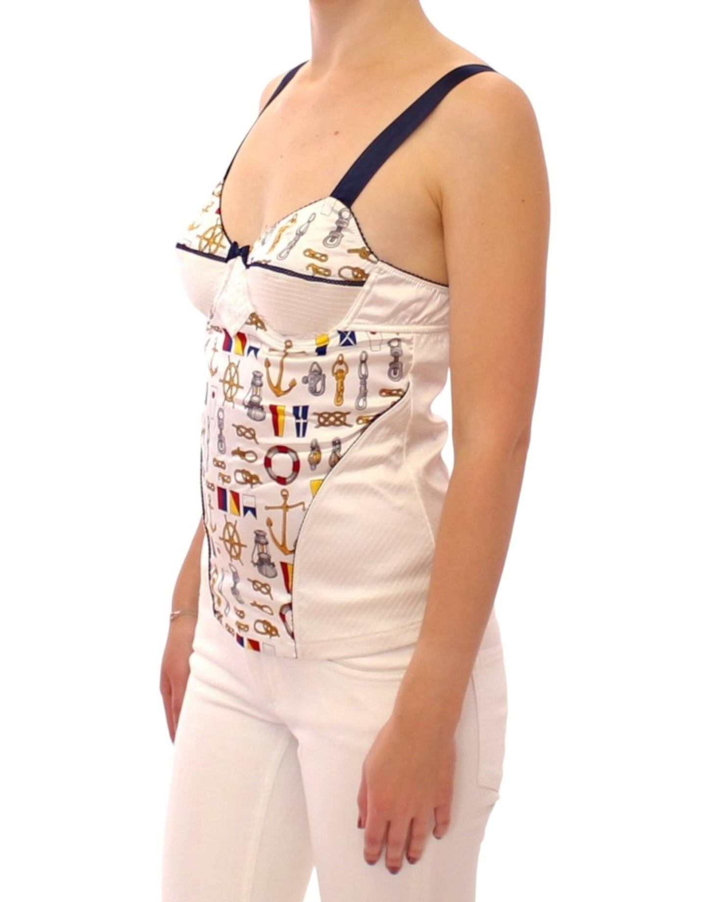 Débardeur extensible blanc à motif marin Dolce &amp; Gabbana