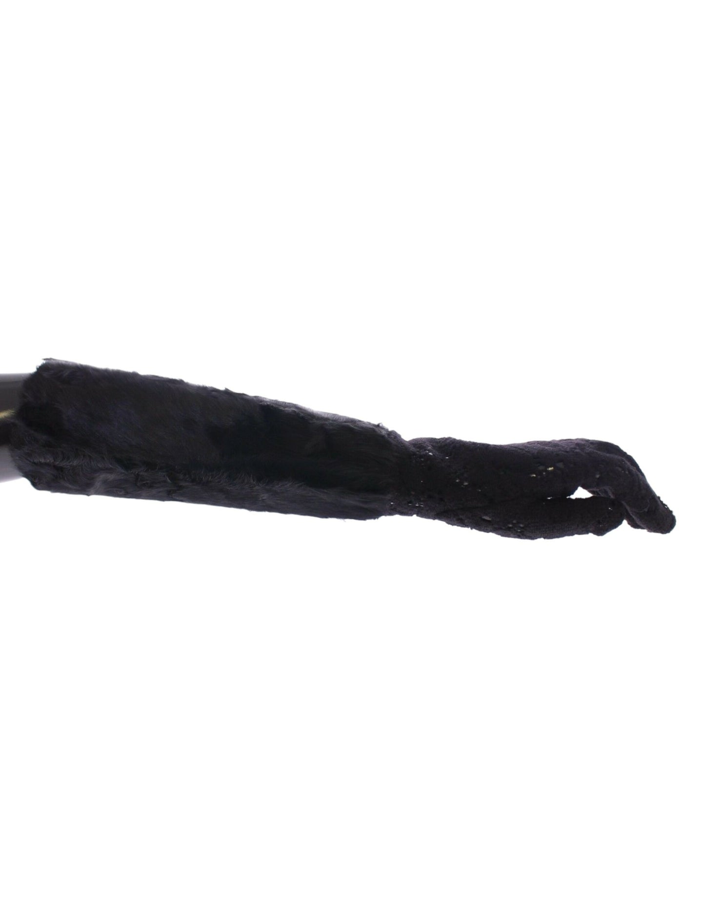 Gants de coude en laine noire, dentelle et fourrure d'agneau Dolce &amp; Gabbana