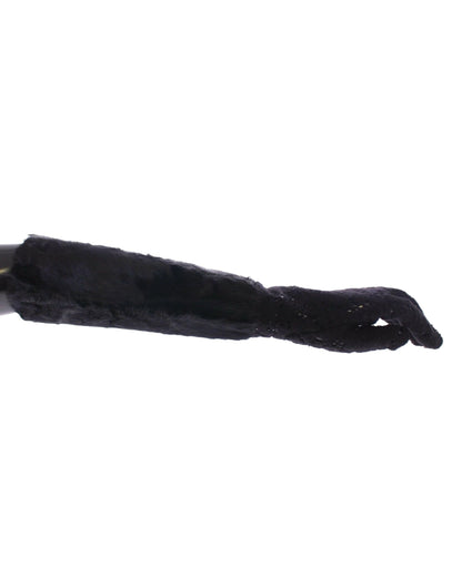 Gants de coude en laine noire, dentelle et fourrure d'agneau Dolce &amp; Gabbana