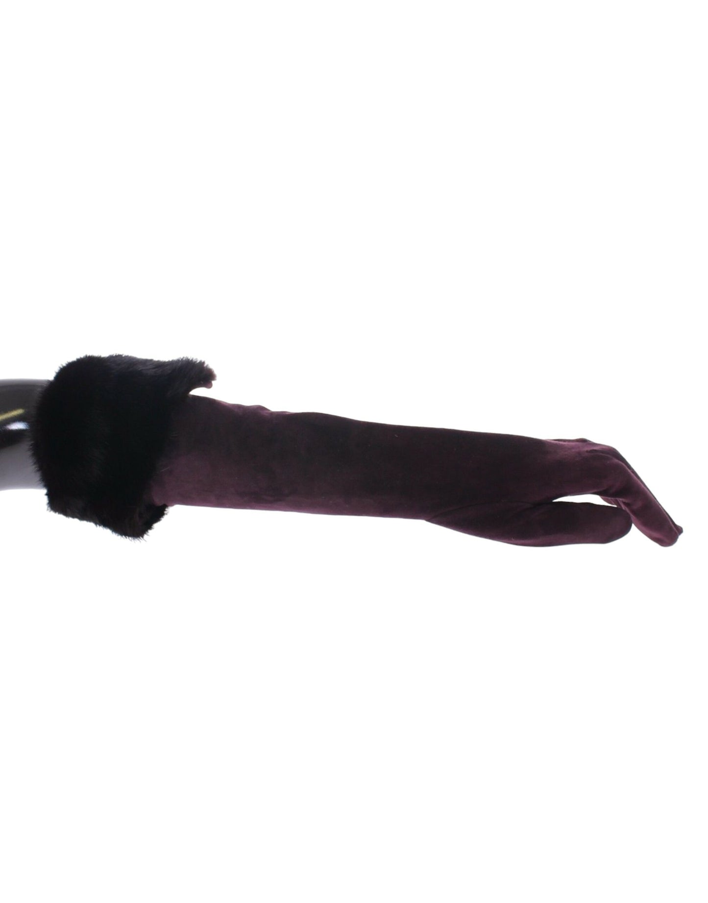 Gants élégants en fourrure violette Dolce &amp; Gabbana jusqu'aux coudes