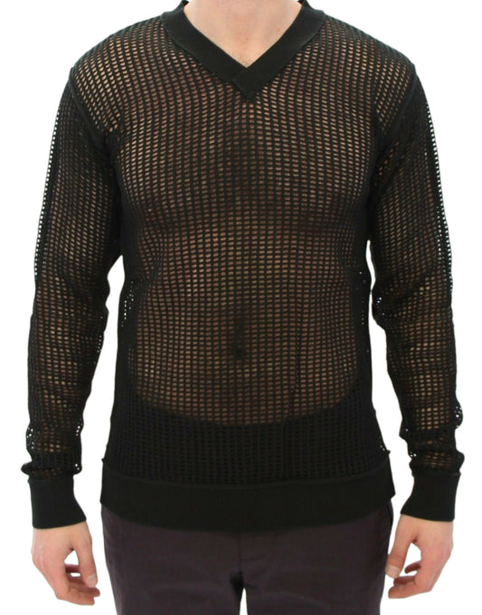 Pull élégant en maille vert foncé à col en V Dolce &amp; Gabbana