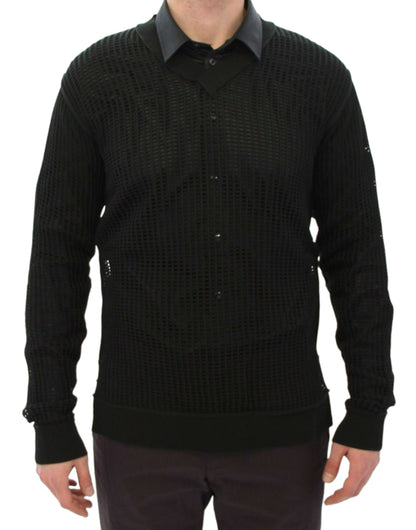 Pull élégant en maille vert foncé à col en V Dolce &amp; Gabbana
