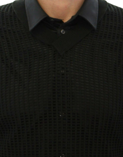 Pull élégant en maille vert foncé à col en V Dolce &amp; Gabbana