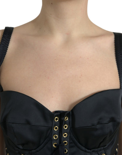 Dolce & Gabbana Black Bustier Corset Lace Bodycon Midi Dress by Dolce & Gabbana