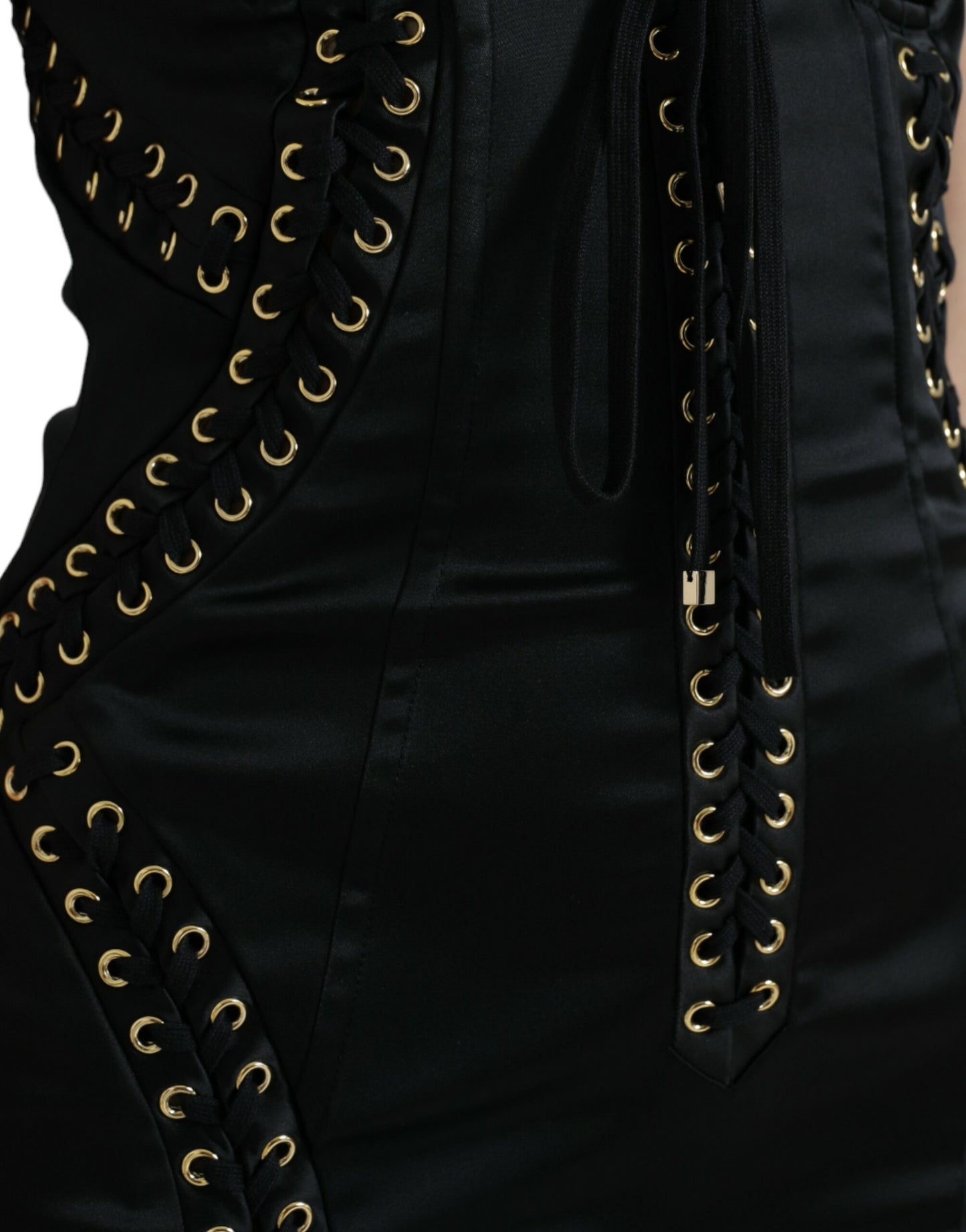 Dolce & Gabbana Black Bustier Corset Lace Bodycon Midi Dress by Dolce & Gabbana