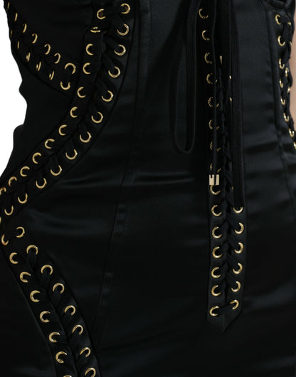 Dolce & Gabbana Black Bustier Corset Lace Bodycon Midi Dress by Dolce & Gabbana