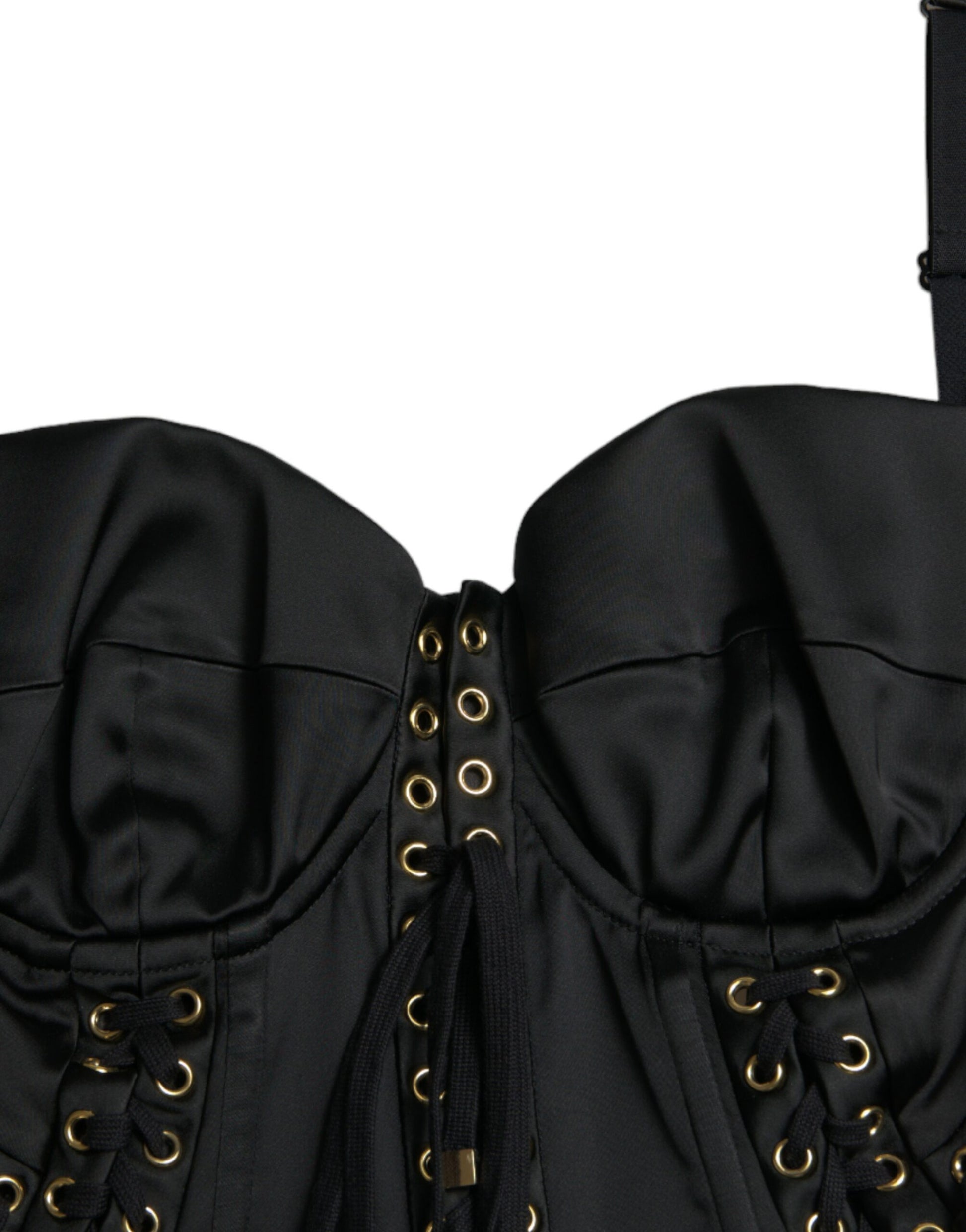 Dolce & Gabbana Black Bustier Corset Lace Bodycon Midi Dress by Dolce & Gabbana