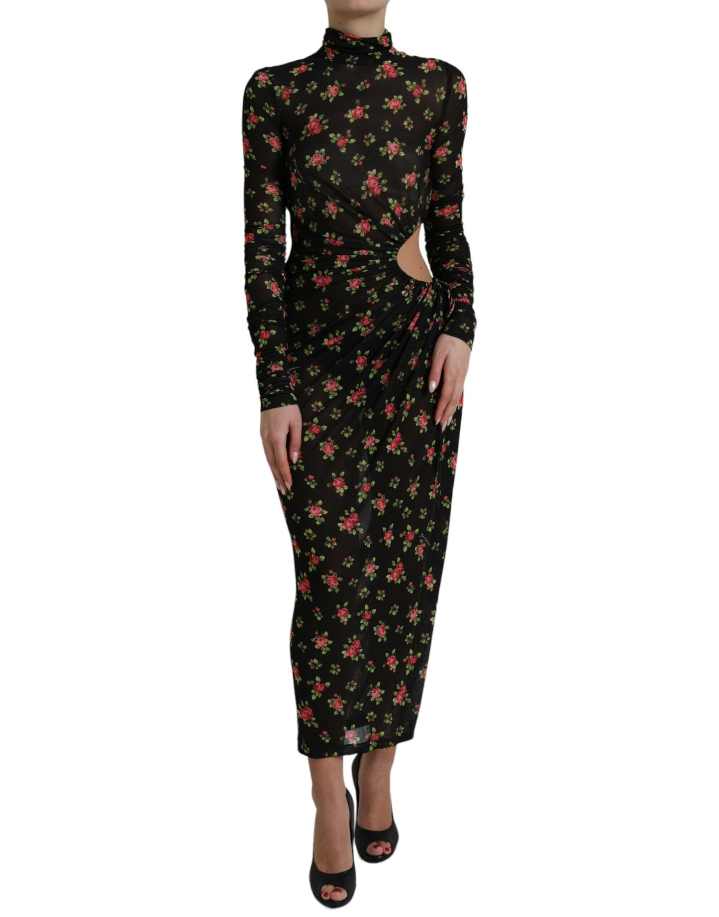 Dolce & Gabbana Black Floral Cut Out Sheath Long Maxi Dress by Dolce & Gabbana