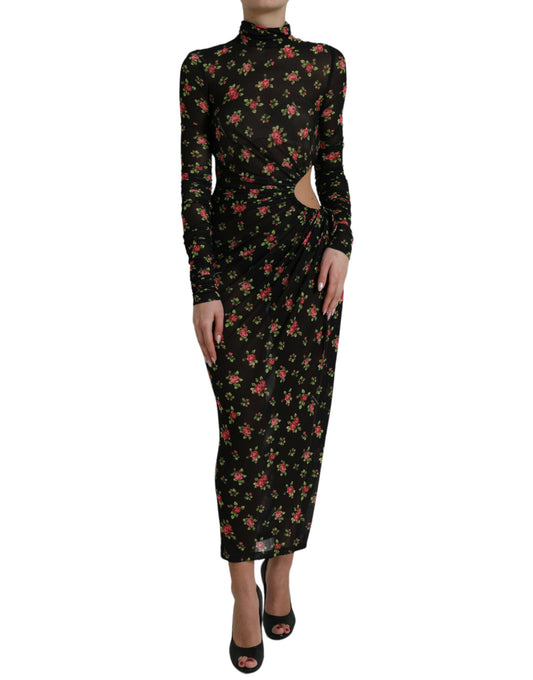 Dolce & Gabbana Black Floral Cut Out Sheath Long Maxi Dress by Dolce & Gabbana
