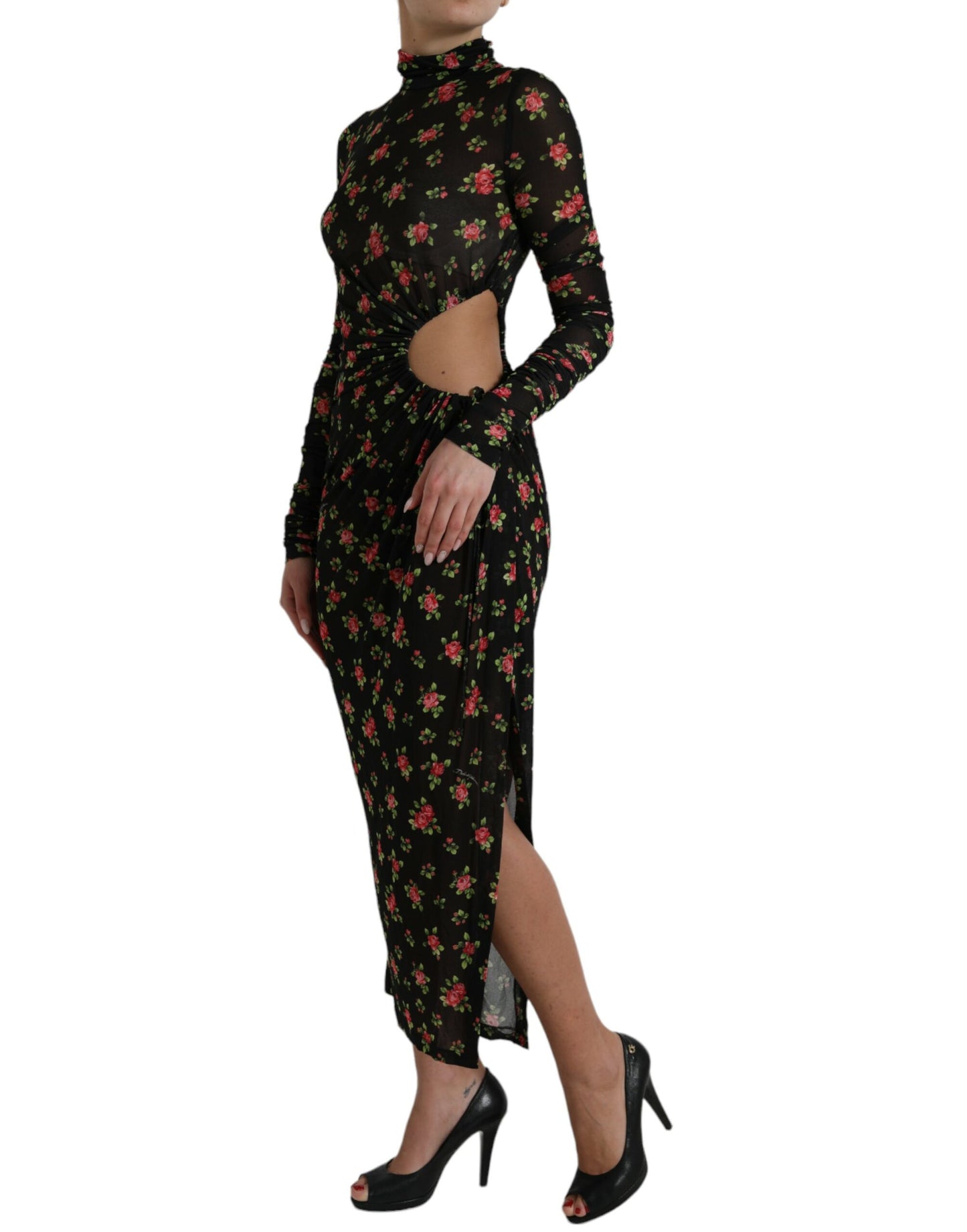 Dolce & Gabbana Black Floral Cut Out Sheath Long Maxi Dress by Dolce & Gabbana