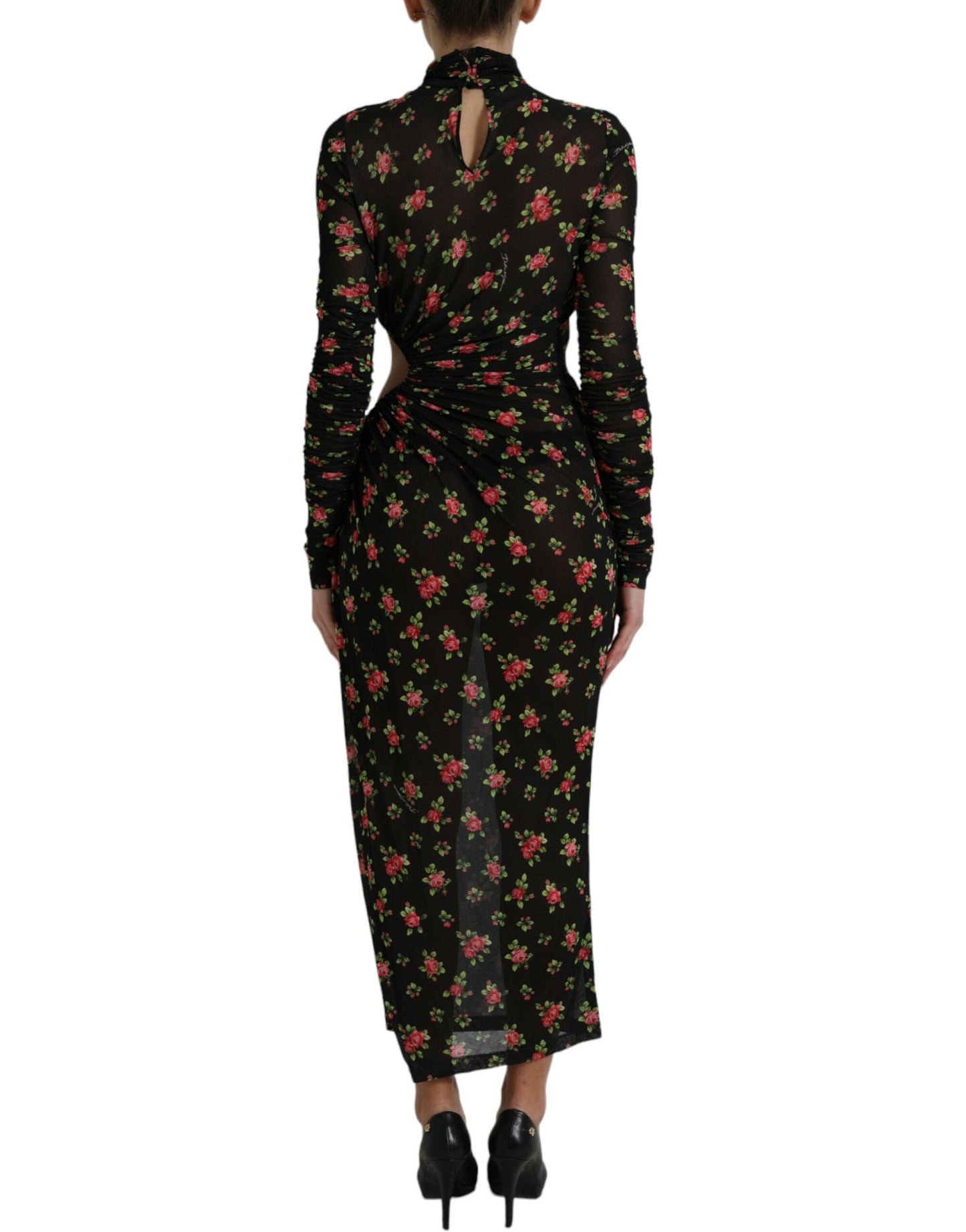Dolce & Gabbana Black Floral Cut Out Sheath Long Maxi Dress by Dolce & Gabbana