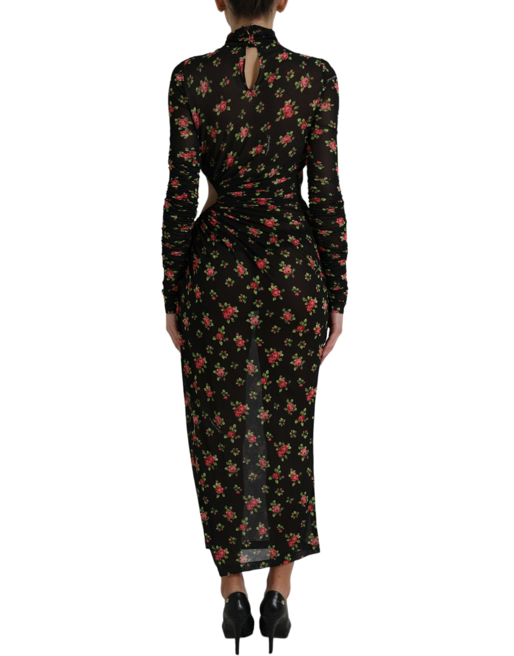 Dolce & Gabbana Black Floral Cut Out Sheath Long Maxi Dress by Dolce & Gabbana