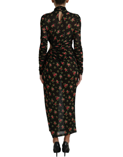 Dolce & Gabbana Black Floral Cut Out Sheath Long Maxi Dress by Dolce & Gabbana