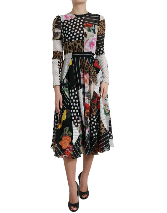 Dolce &amp; Gabbana Multicolor Patchwork Floral Leopard Dress