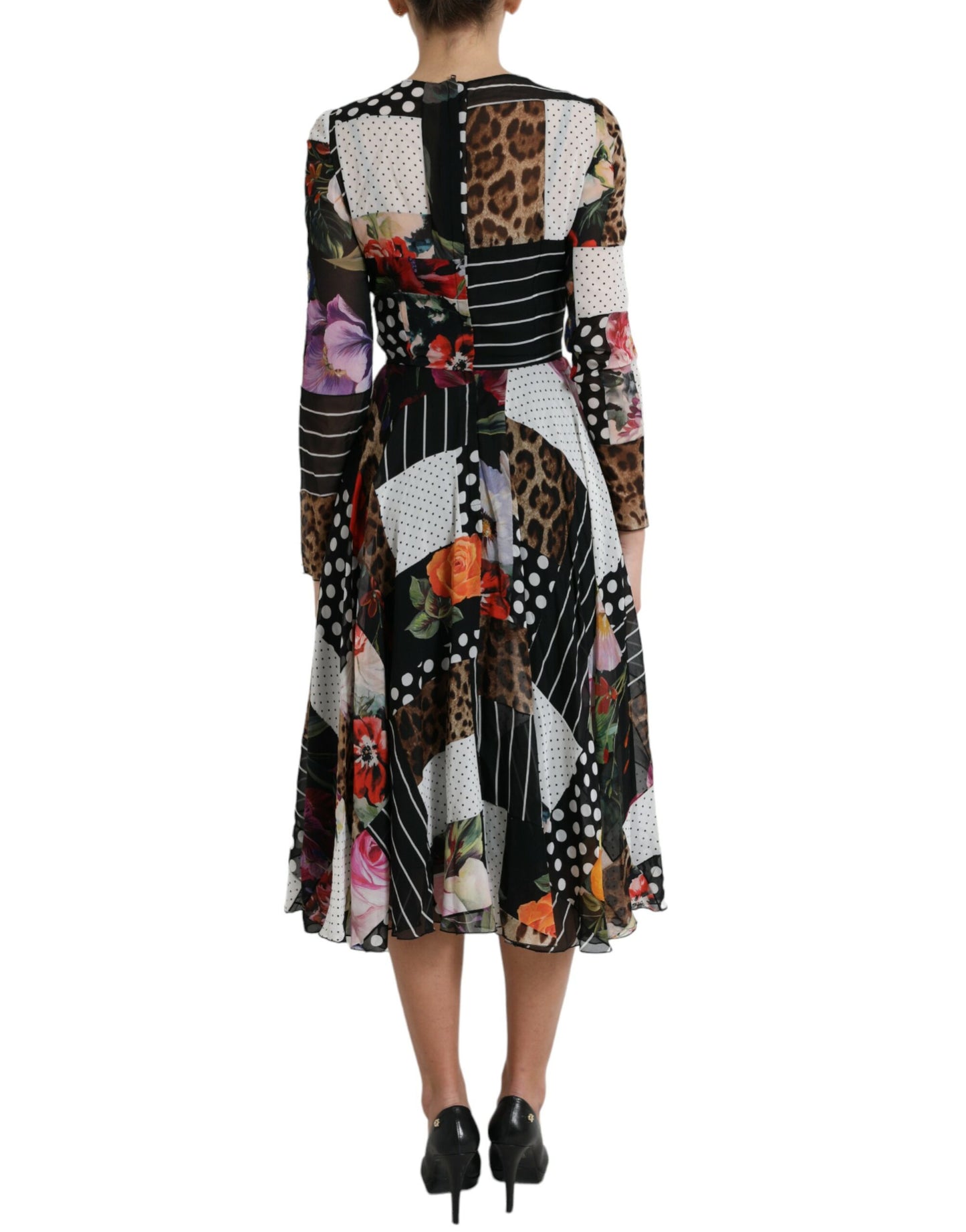 Dolce &amp; Gabbana Multicolor Patchwork Floral Leopard Dress