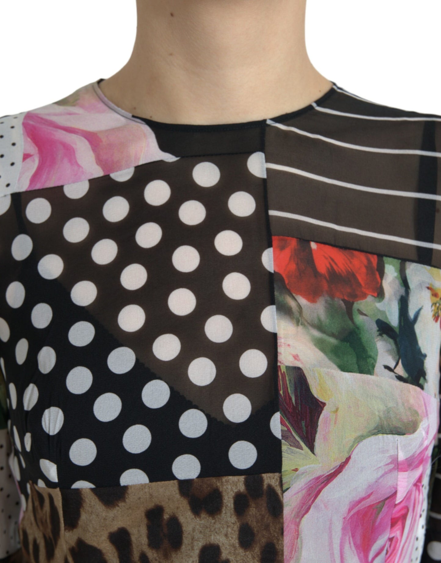 Dolce &amp; Gabbana Multicolor Patchwork Floral Leopard Dress