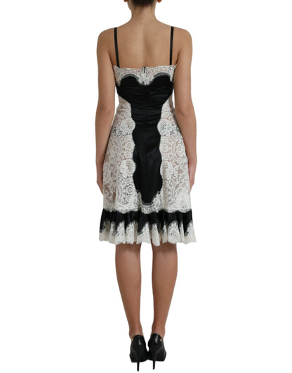 Dolce & Gabbana Black White Lace See Through A-Line Sleeveless Dress by Dolce & Gabbana