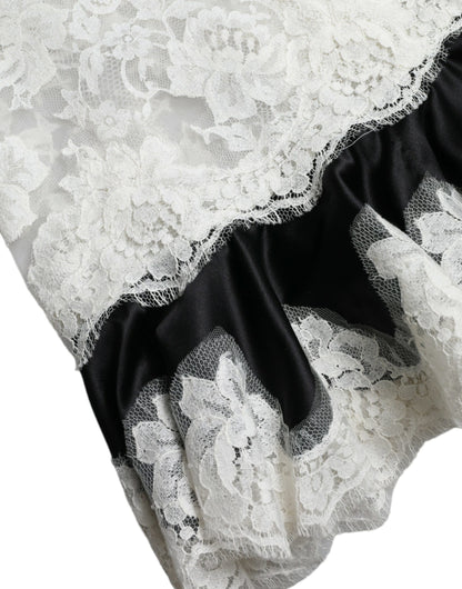 Dolce & Gabbana Black White Lace See Through A-Line Sleeveless Dress by Dolce & Gabbana