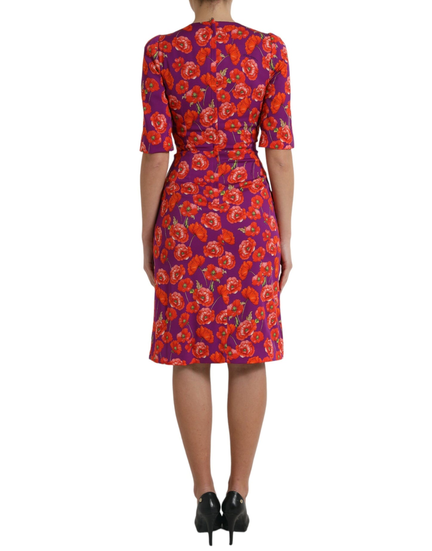 Dolce & Gabbana Multicolor Floral Poppy Print Sheath Dress by Dolce & Gabbana