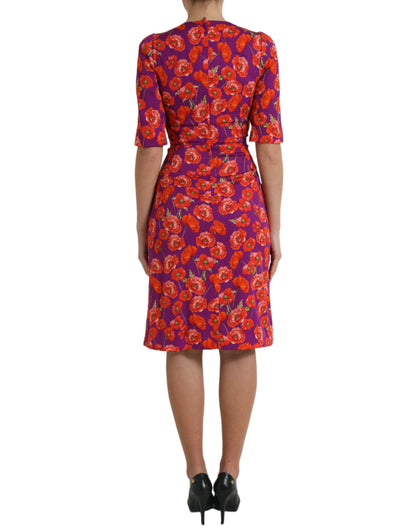 Dolce & Gabbana Multicolor Floral Poppy Print Sheath Dress by Dolce & Gabbana