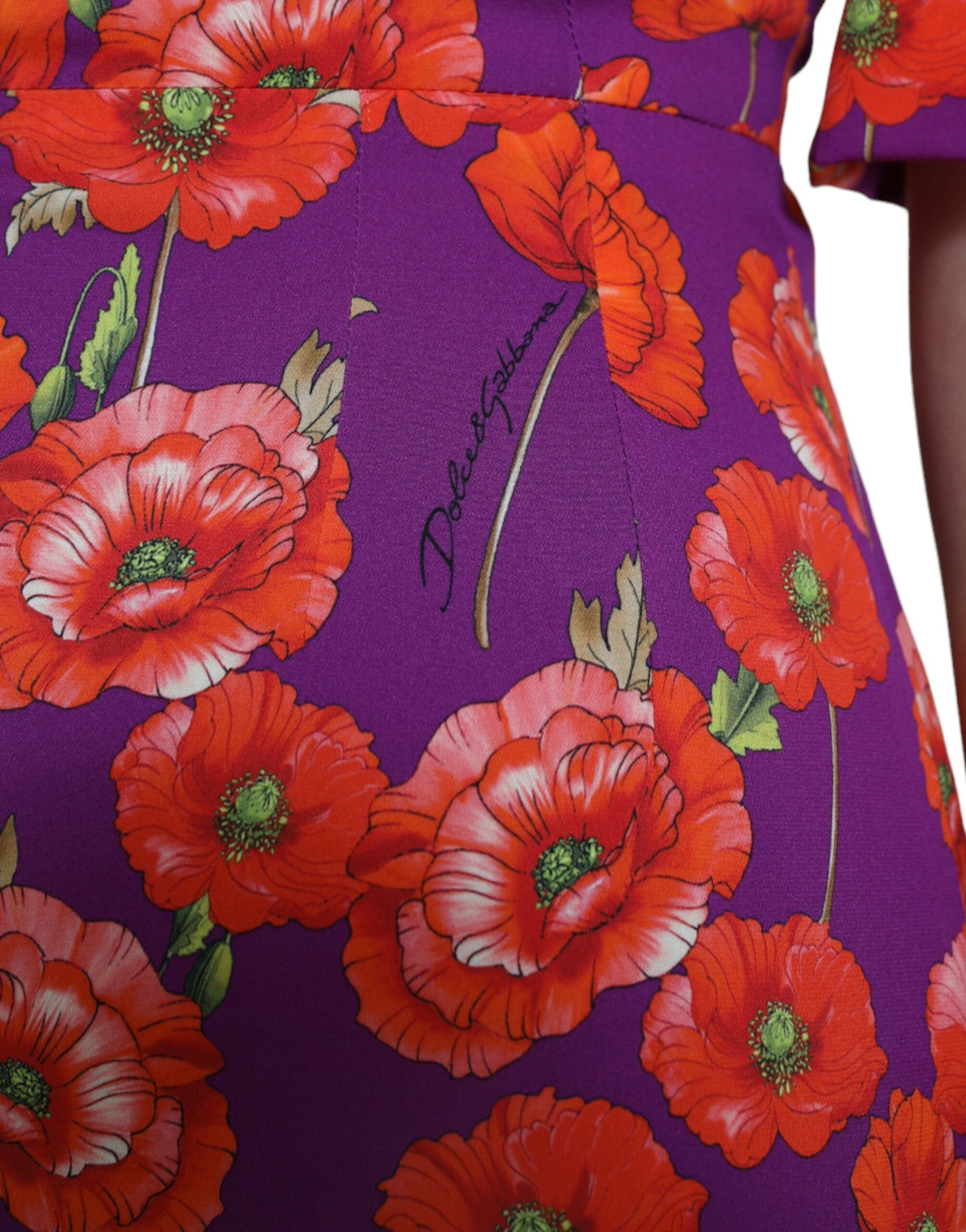 Dolce & Gabbana Multicolor Floral Poppy Print Sheath Dress by Dolce & Gabbana