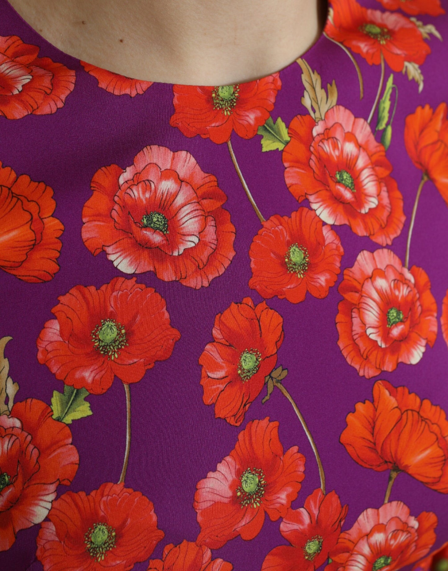 Dolce & Gabbana Multicolor Floral Poppy Print Sheath Dress by Dolce & Gabbana