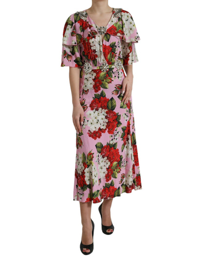 Dolce & Gabbana Multicolor Floral Crystal Embellished A-line Dress by Dolce & Gabbana