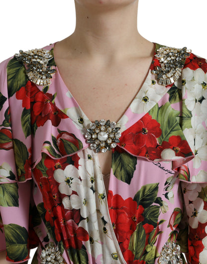 Dolce & Gabbana Multicolor Floral Crystal Embellished A-line Dress by Dolce & Gabbana