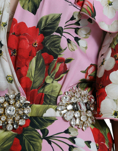 Dolce & Gabbana Multicolor Floral Crystal Embellished A-line Dress by Dolce & Gabbana