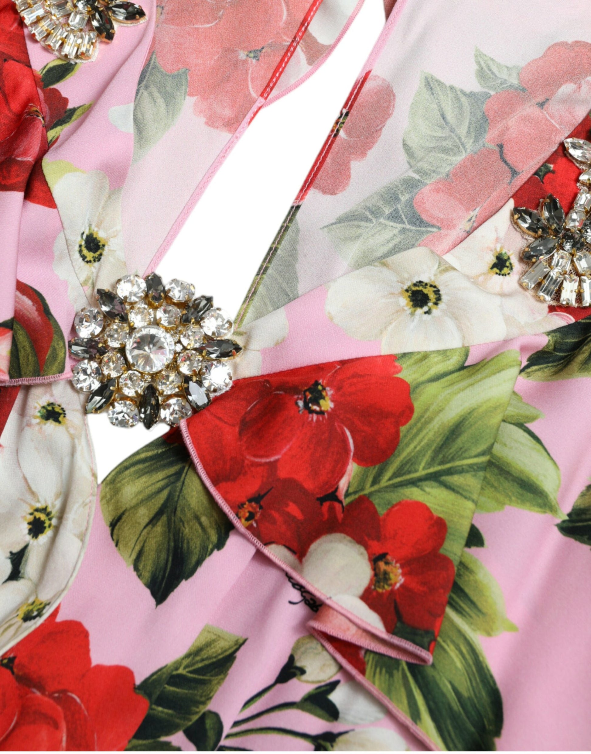 Dolce & Gabbana Multicolor Floral Crystal Embellished A-line Dress by Dolce & Gabbana