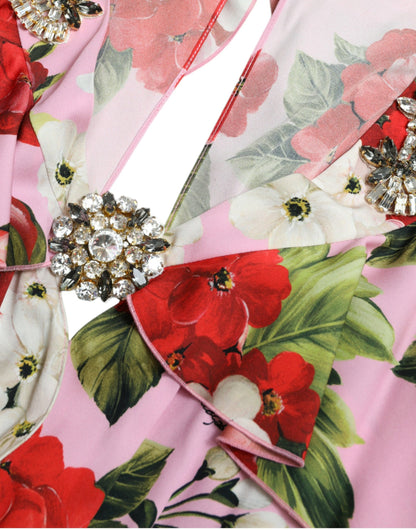 Dolce & Gabbana Multicolor Floral Crystal Embellished A-line Dress by Dolce & Gabbana