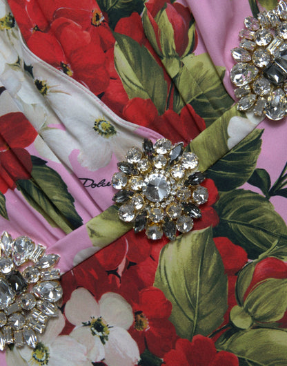 Dolce & Gabbana Multicolor Floral Crystal Embellished A-line Dress by Dolce & Gabbana