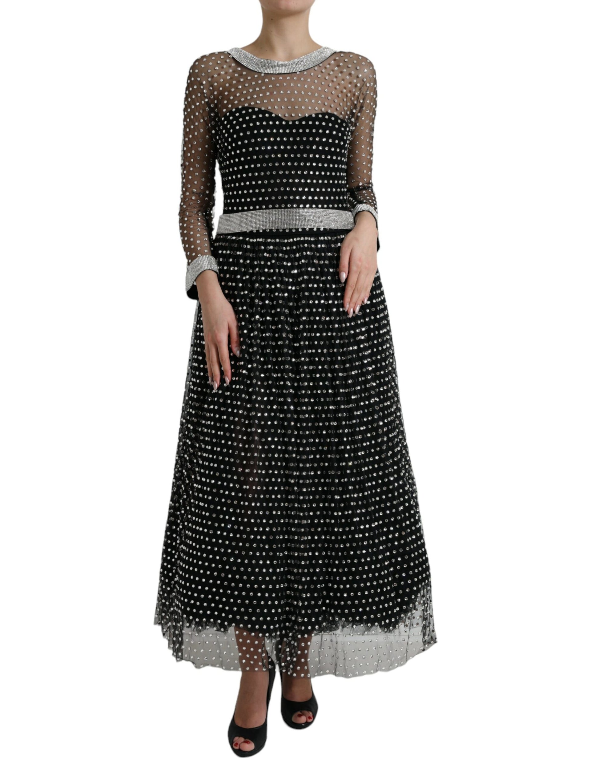 Dolce & Gabbana Black Crystal Embellished A-line Gown Dress by Dolce & Gabbana