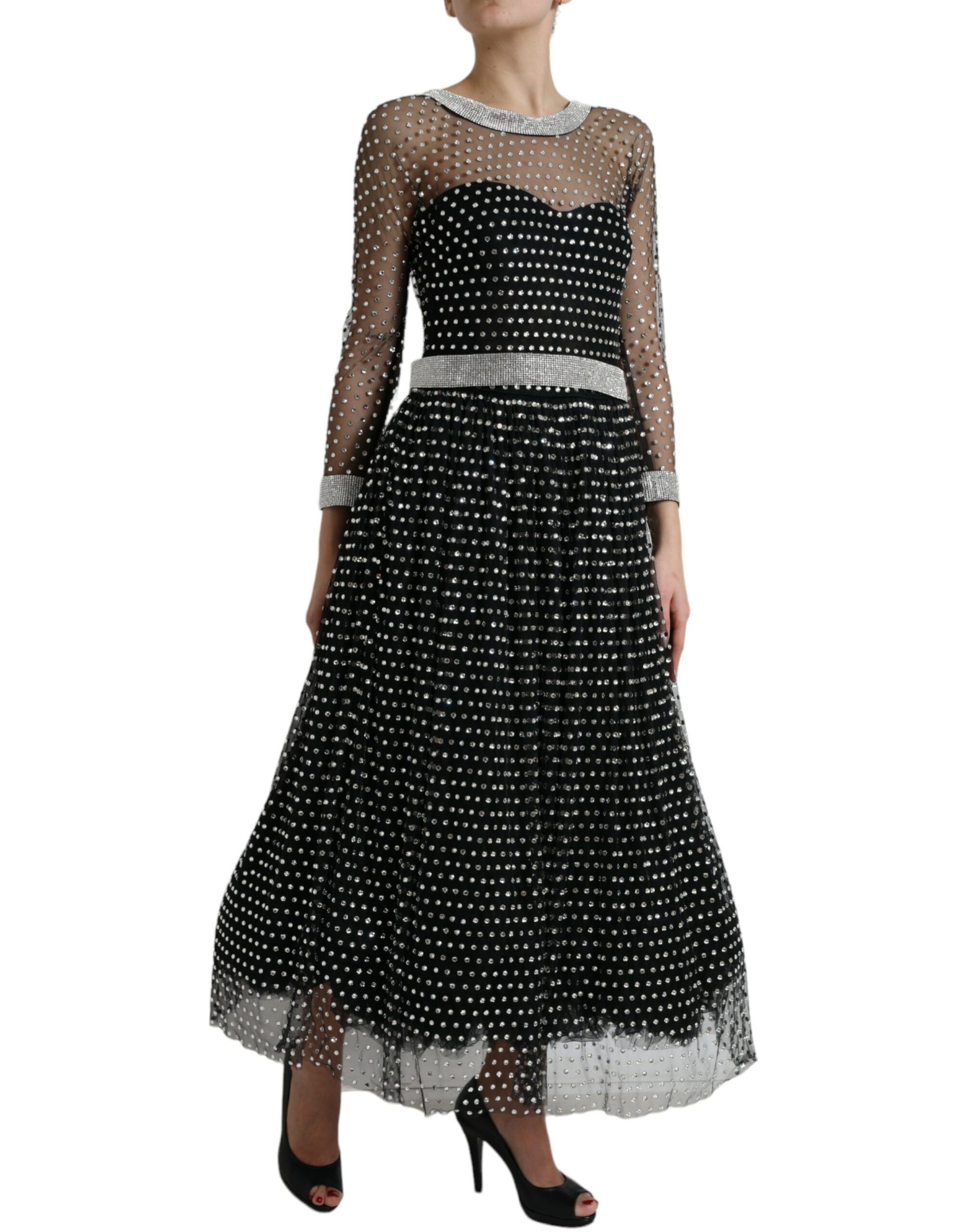 Dolce & Gabbana Black Crystal Embellished A-line Gown Dress by Dolce & Gabbana
