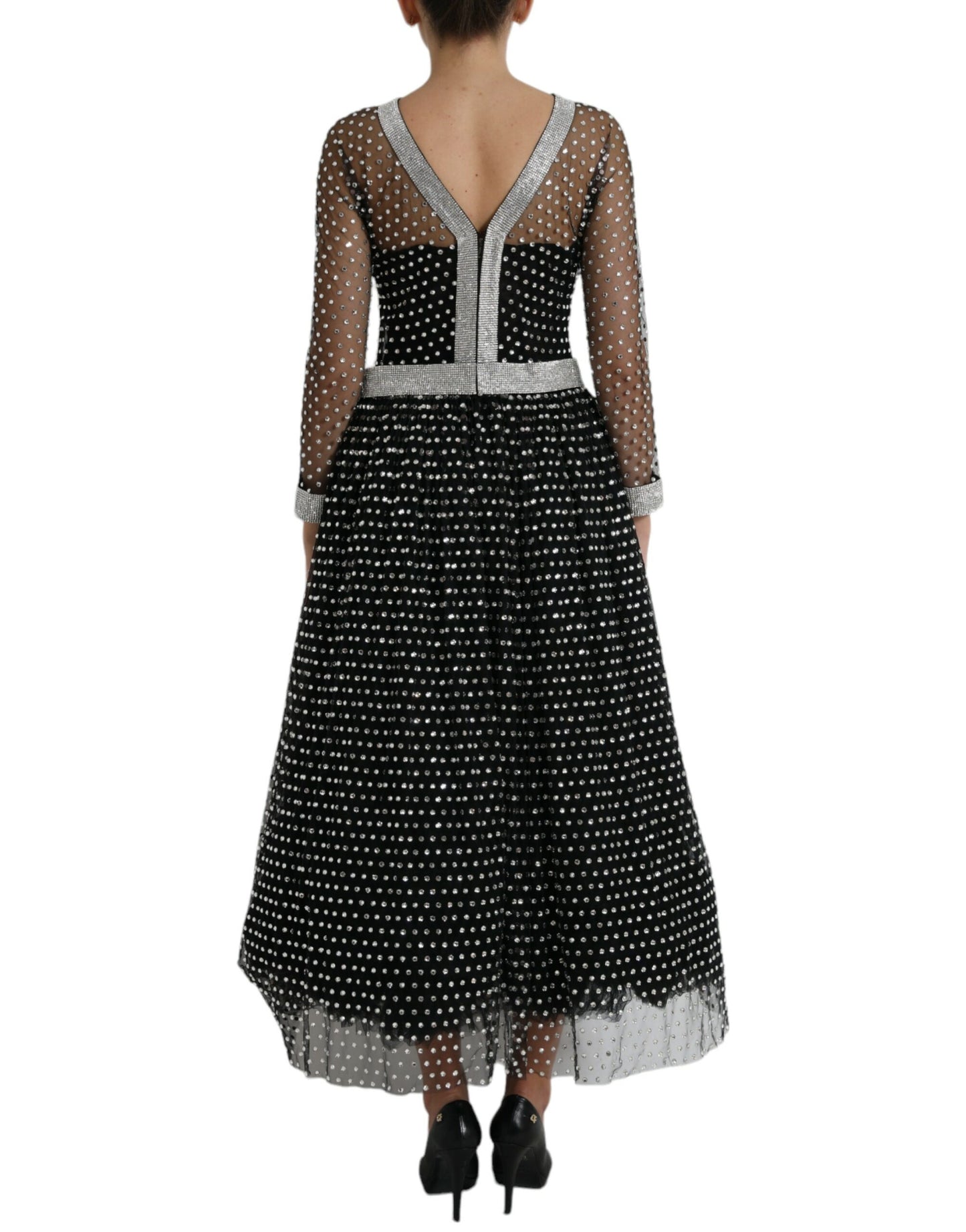 Dolce & Gabbana Black Crystal Embellished A-line Gown Dress by Dolce & Gabbana