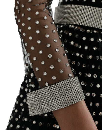 Dolce & Gabbana Black Crystal Embellished A-line Gown Dress by Dolce & Gabbana
