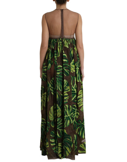Dolce & Gabbana Green Banana Leaf Sleeveless Long Maxi Dress by Dolce & Gabbana