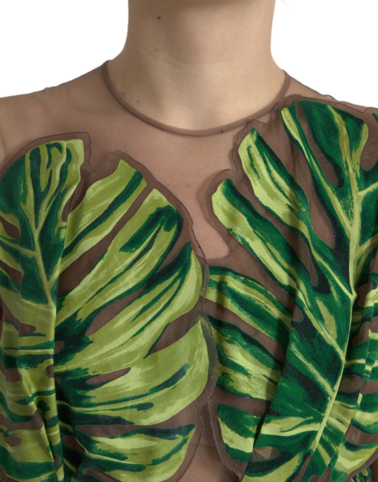 Dolce & Gabbana Green Banana Leaf Sleeveless Long Maxi Dress by Dolce & Gabbana