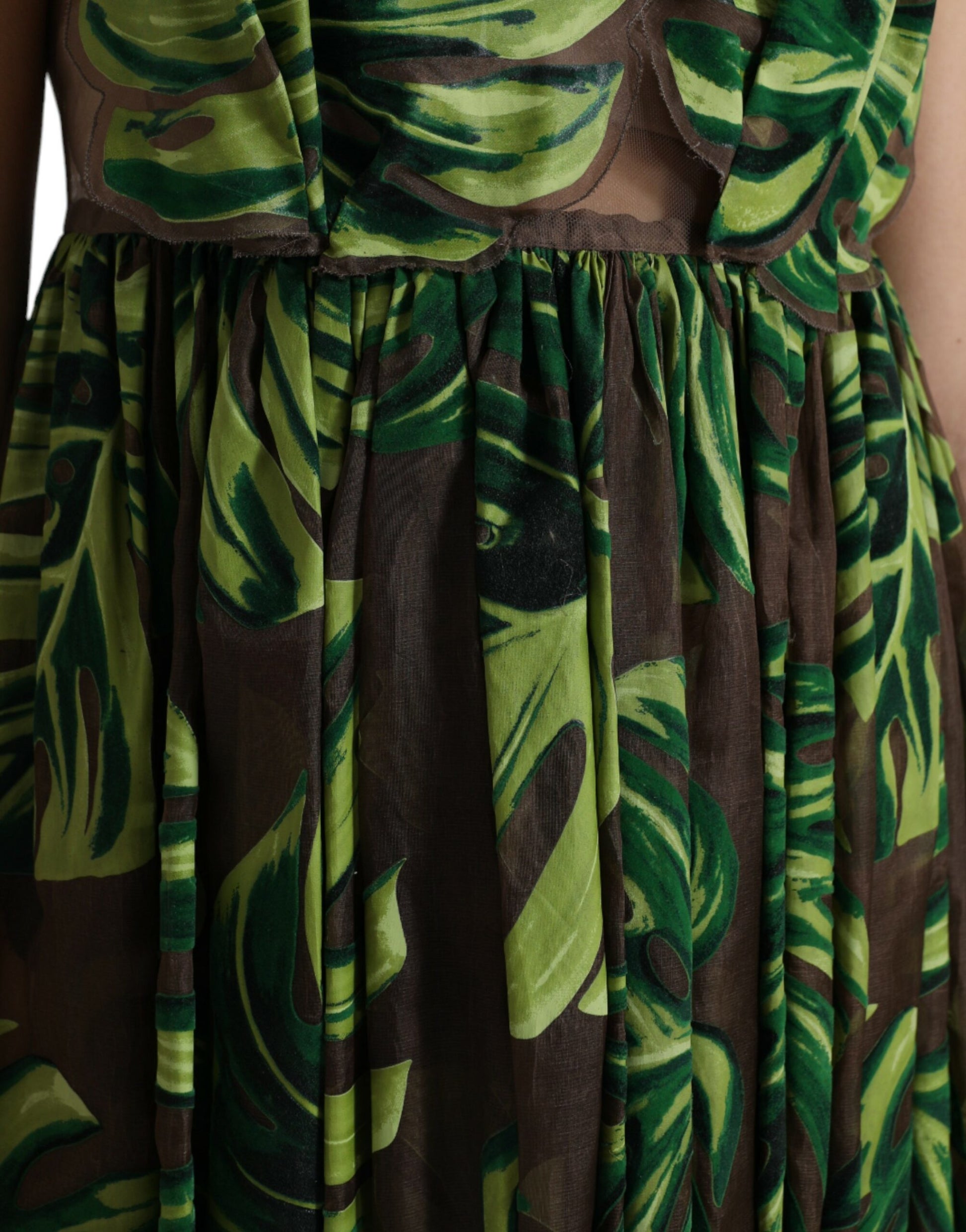 Dolce & Gabbana Green Banana Leaf Sleeveless Long Maxi Dress by Dolce & Gabbana