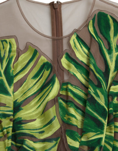 Dolce & Gabbana Green Banana Leaf Sleeveless Long Maxi Dress by Dolce & Gabbana