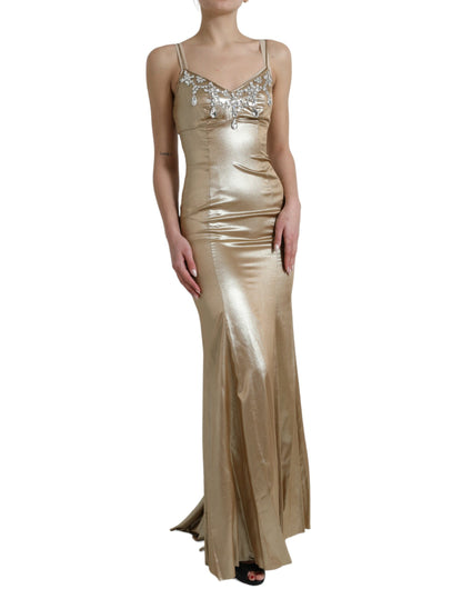 Dolce & Gabbana Metallic Gold Crystal Embellished Gown Dress by Dolce & Gabbana