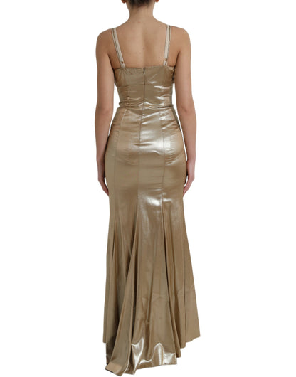 Dolce & Gabbana Metallic Gold Crystal Embellished Gown Dress by Dolce & Gabbana