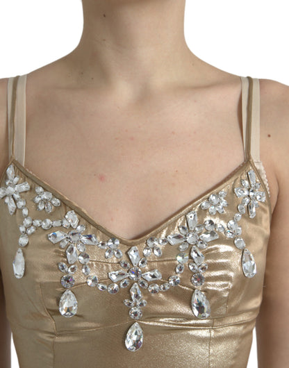Dolce & Gabbana Metallic Gold Crystal Embellished Gown Dress by Dolce & Gabbana